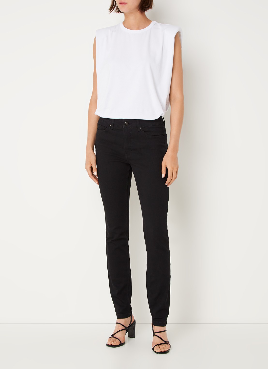 MAC Jeans Dream mid waist skinny jeans met stretch - voorkant 3 zwart