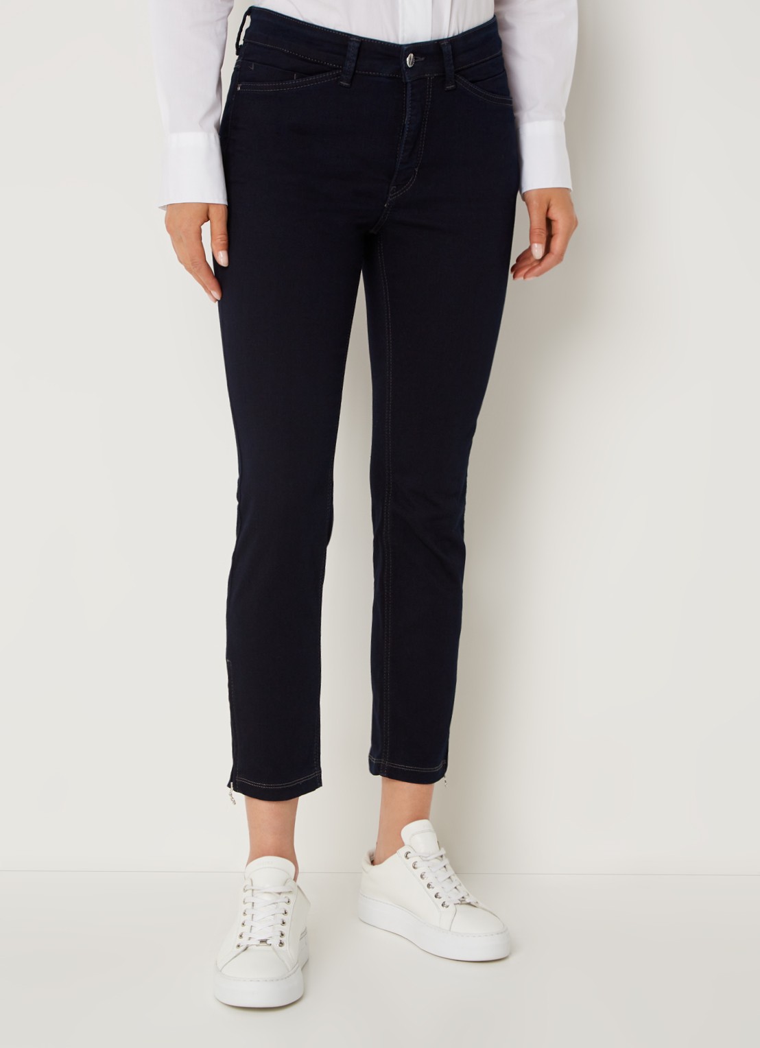 MAC Jeans Dream mid waist slim fit cropped jeans met ritsdetail - detail 4 donkerblauw