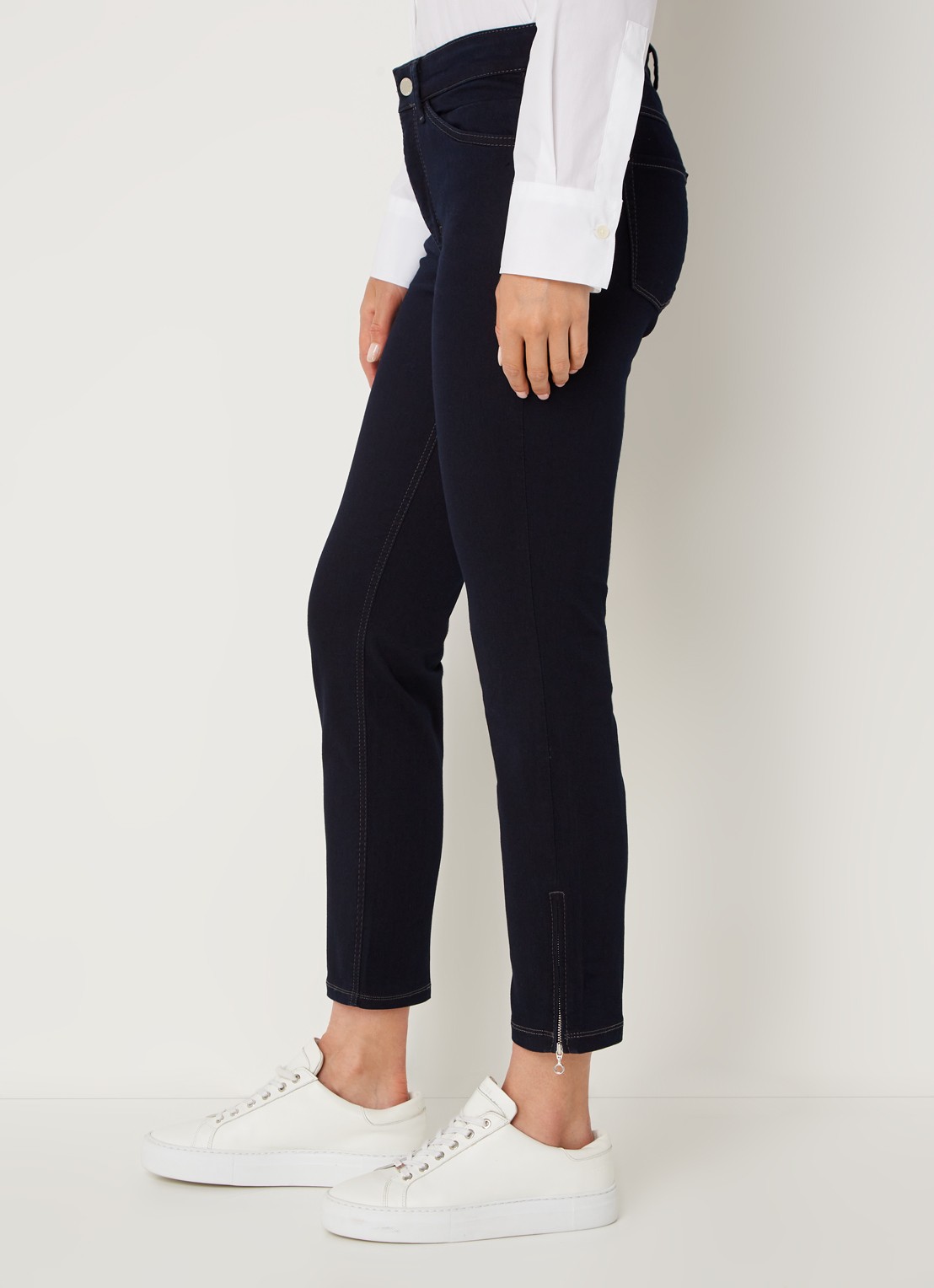 MAC Jeans Dream mid waist slim fit cropped jeans met ritsdetail - detail 5 donkerblauw
