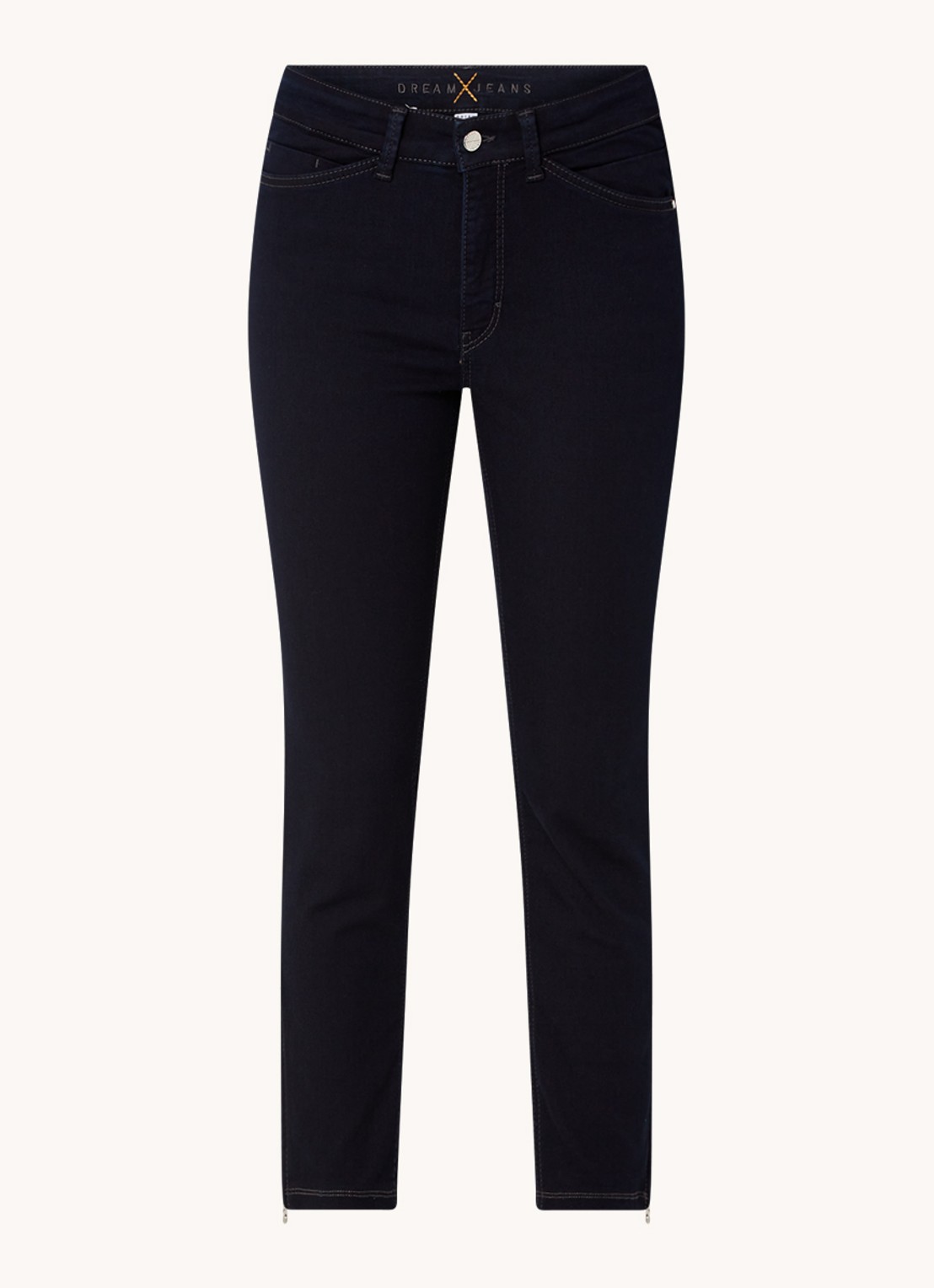 MAC Jeans Dream mid waist slim fit cropped jeans met ritsdetail - voorkant 2 donkerblauw