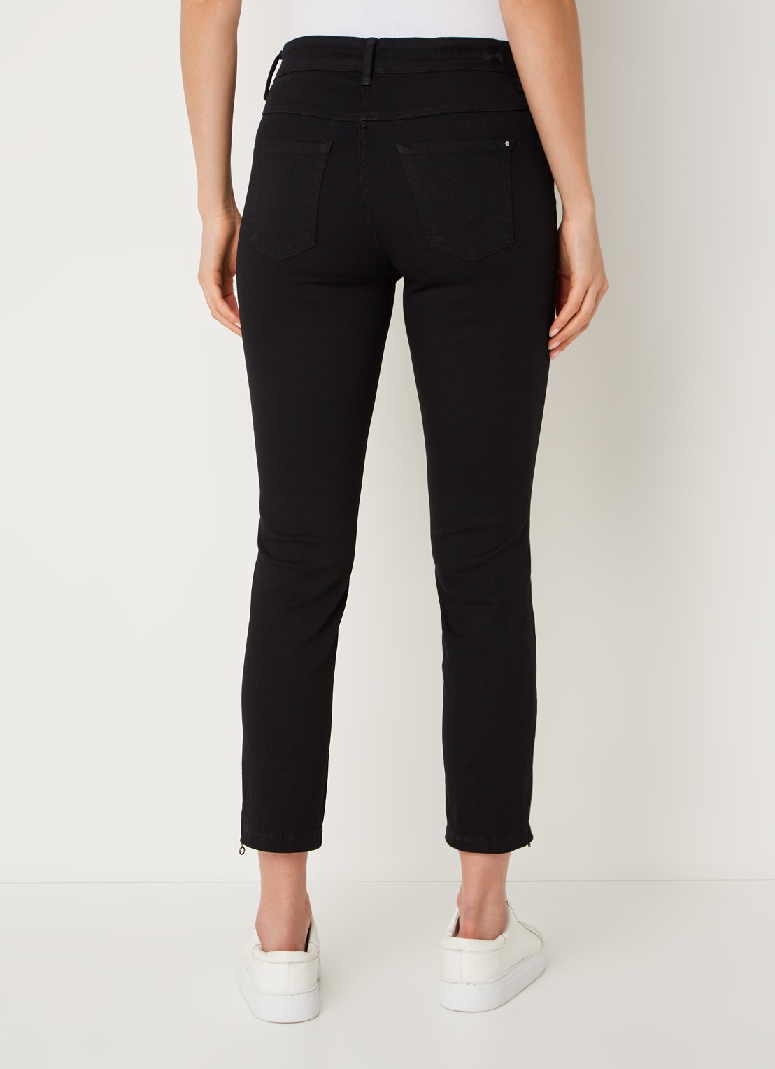 MAC Jeans Dream mid waist slim fit cropped jeans met ritsdetail - achterkant zwart