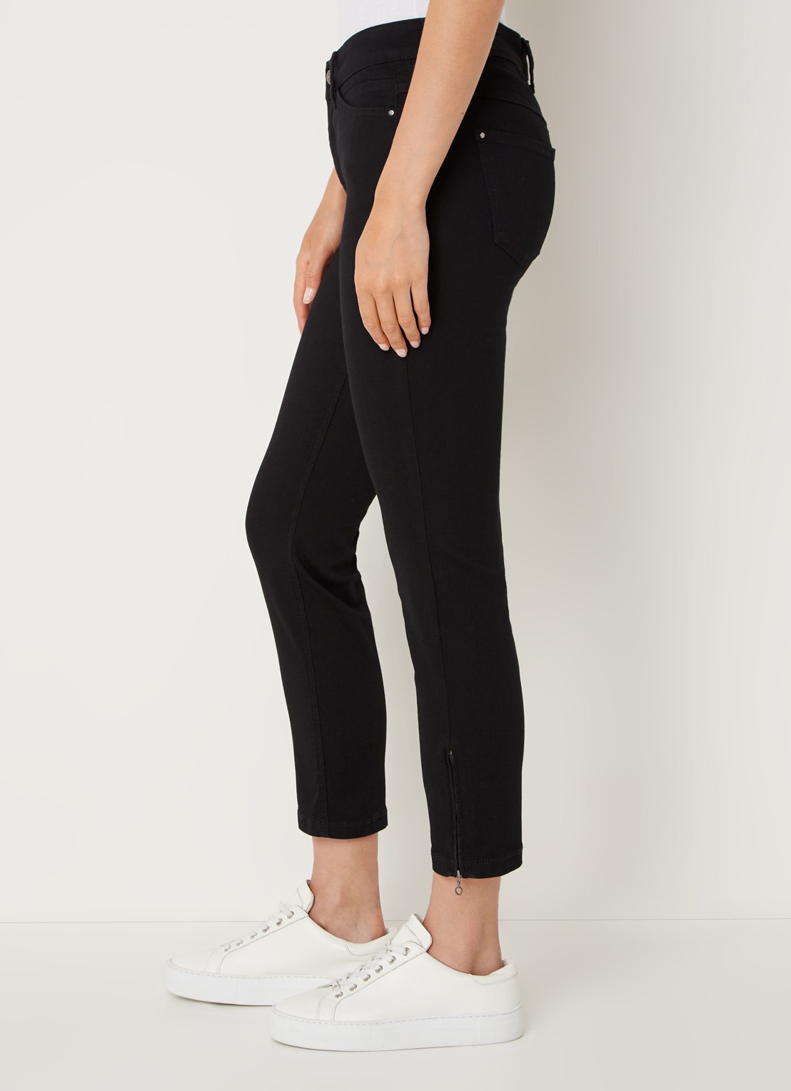 MAC Jeans Dream mid waist slim fit cropped jeans met ritsdetail - detail 3 zwart