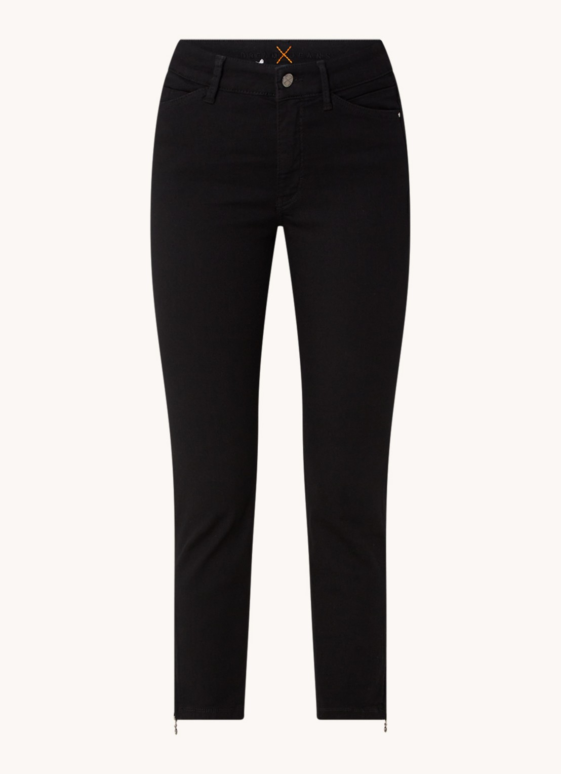 MAC Jeans Dream mid waist slim fit cropped jeans met ritsdetail - voorkant 4 zwart