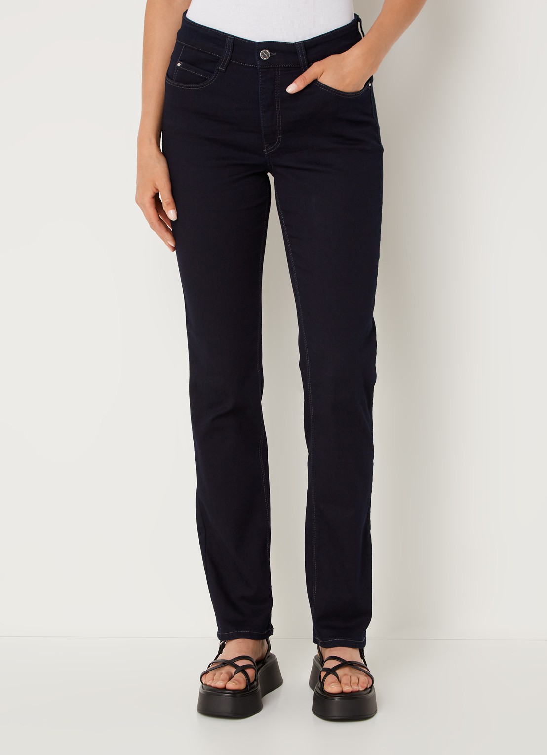 MAC Jeans Dream mid waist slim fit jeans met stretch  - detail 4 donkerblauw