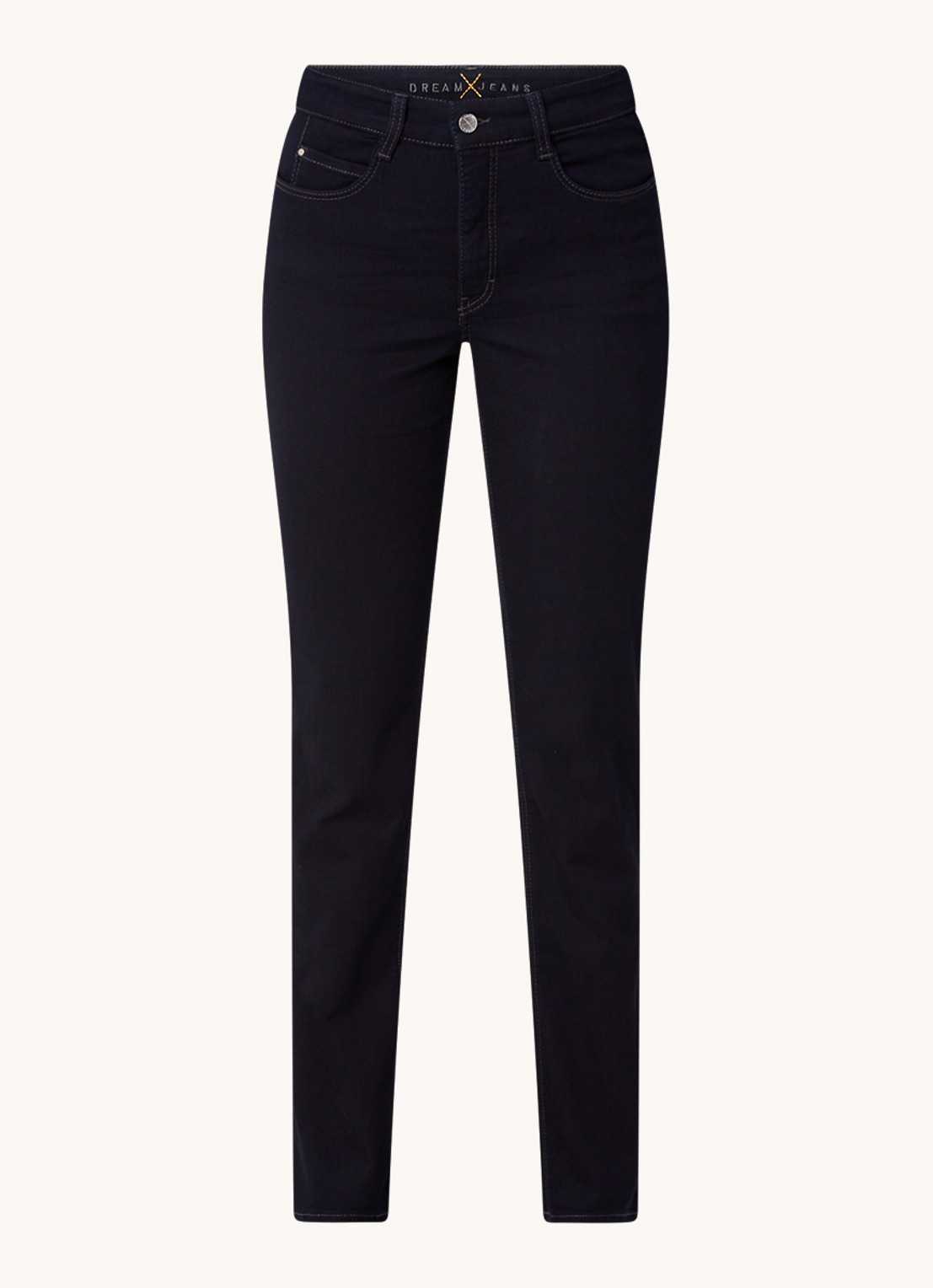MAC Jeans Dream mid waist slim fit jeans met stretch  - voorkant donkerblauw