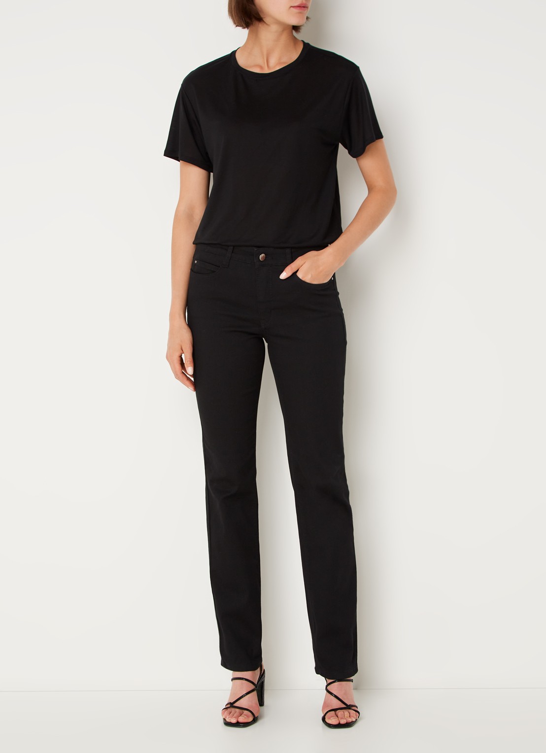 MAC Jeans Dream mid waist slim fit jeans met stretch  - voorkant 3 zwart
