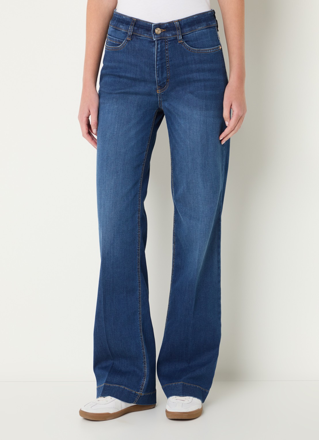 MAC Jeans Dream mid waist wide fit jeans met steekzakken - detail 3 indigo