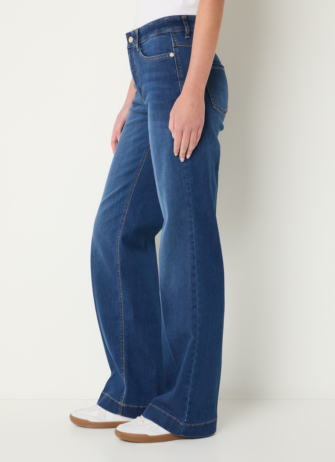 MAC Jeans Dream mid waist wide fit jeans met steekzakken - detail 4 indigo