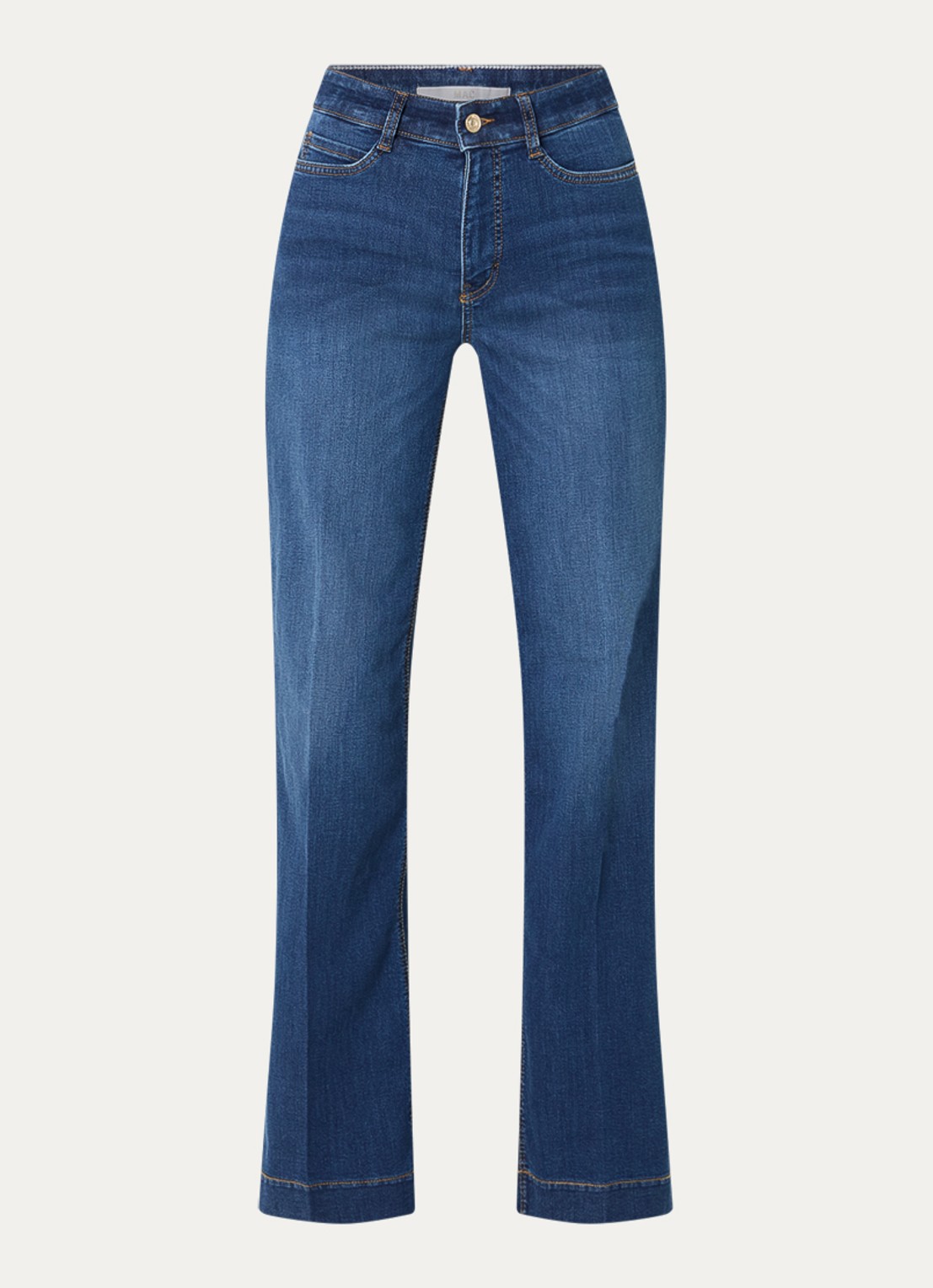 MAC Jeans Dream mid waist wide fit jeans met steekzakken - voorkant indigo