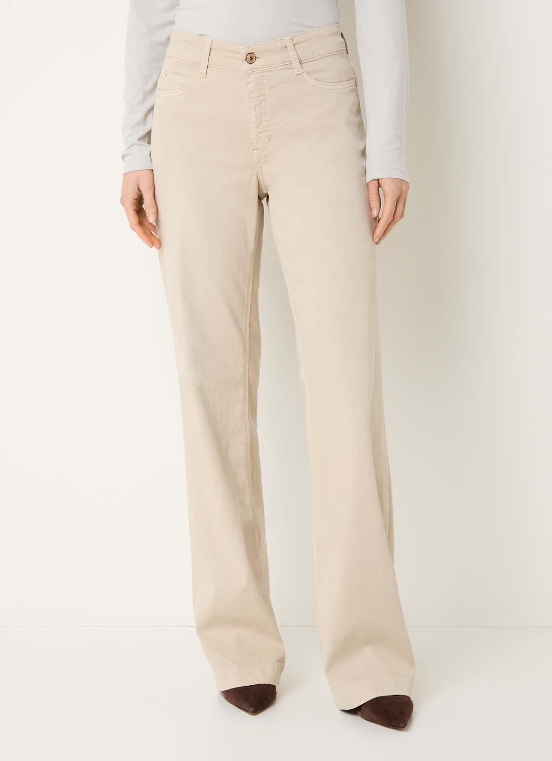MAC Jeans Dream mid waist wide leg jeans met steekzakken - detail 2 beige