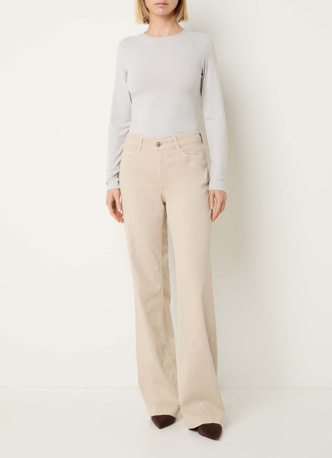 MAC Jeans Dream mid waist wide leg jeans met steekzakken - voorkant 5 beige