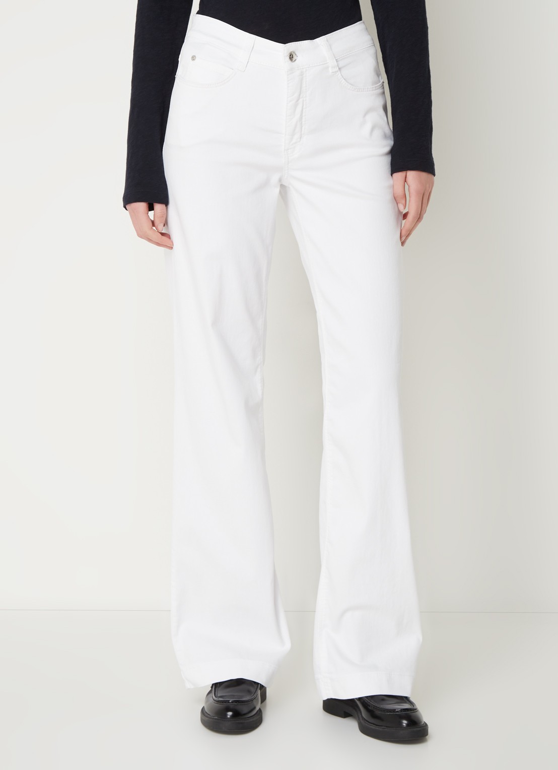 MAC Jeans Dream Wide high waist wide leg jeans met stretch - detail 4 wit