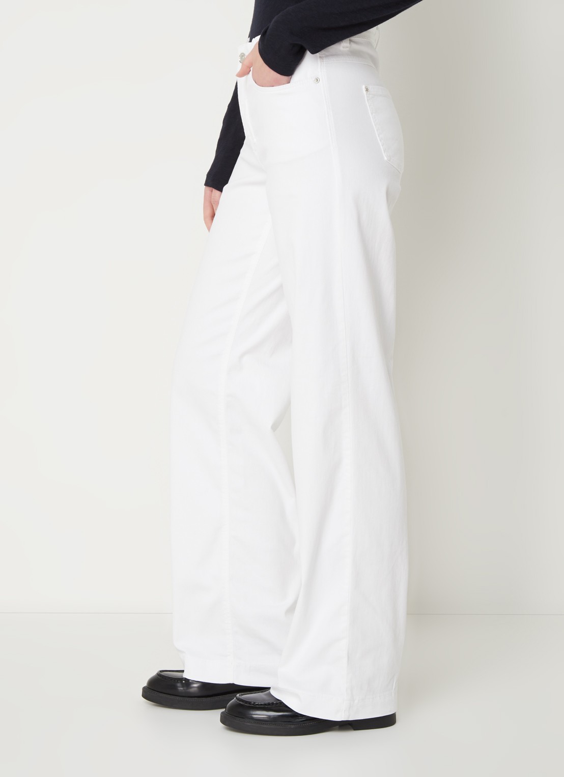 MAC Jeans Dream Wide high waist wide leg jeans met stretch - detail 5 wit