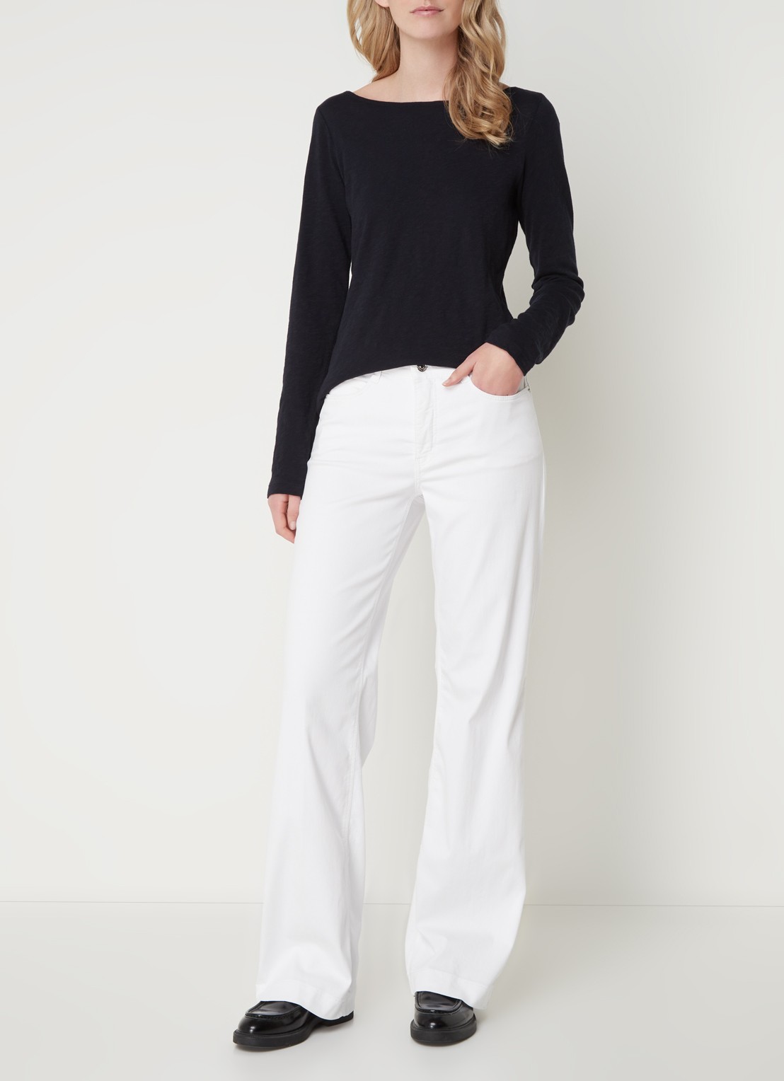 MAC Jeans Dream Wide high waist wide leg jeans met stretch - voorkant 3 wit