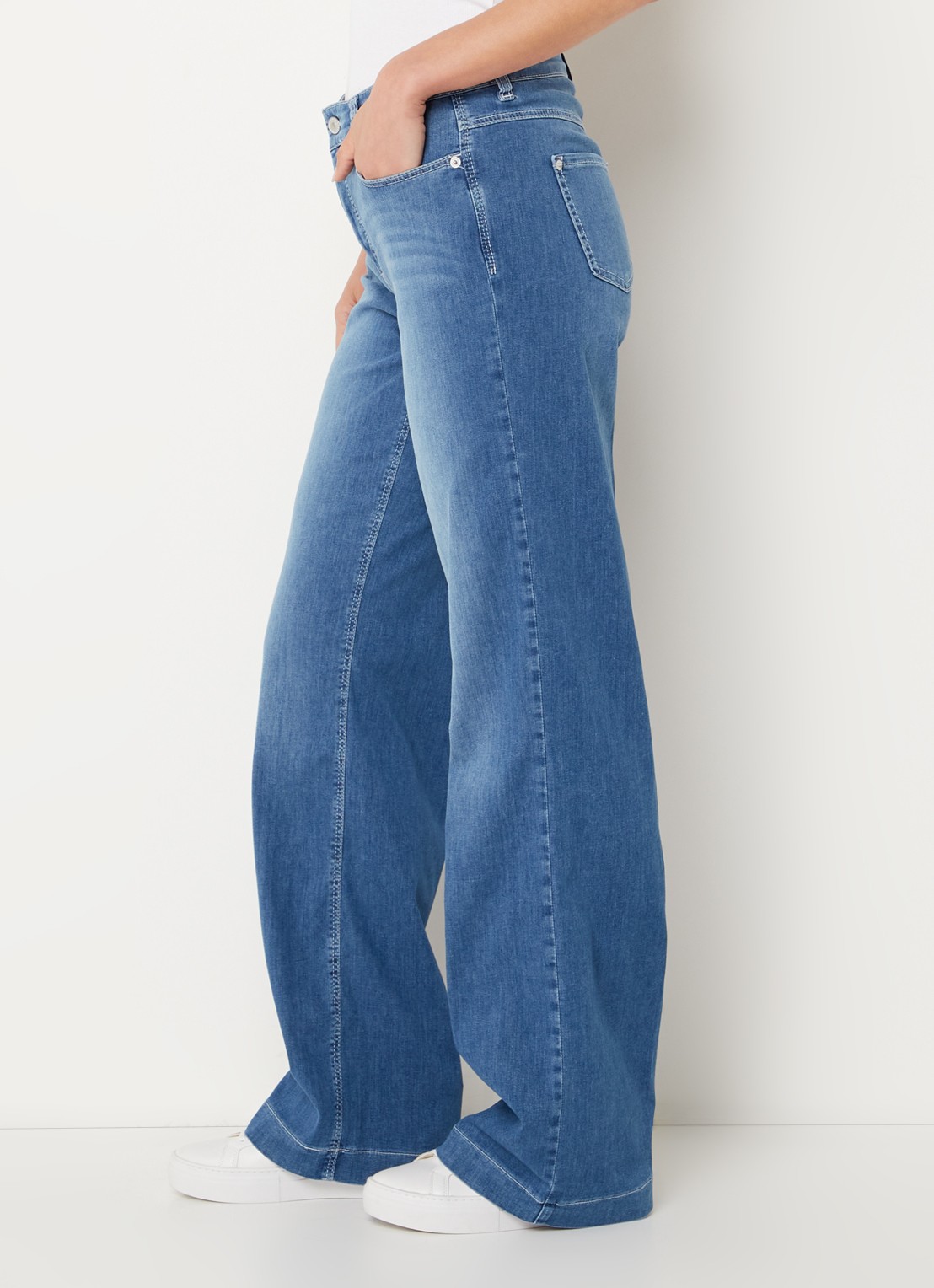 MAC Jeans Dream Wide high waist wide leg jeans met stretch - detail 3 indigo