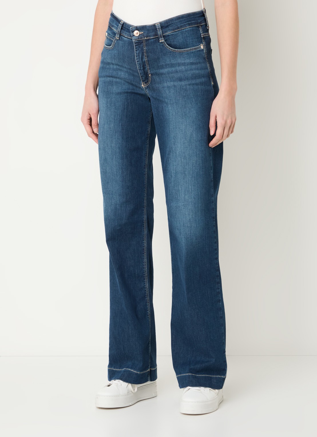 MAC Jeans Dream Wide high waist wide leg jeans met stretch - detail 2 donkerblauw