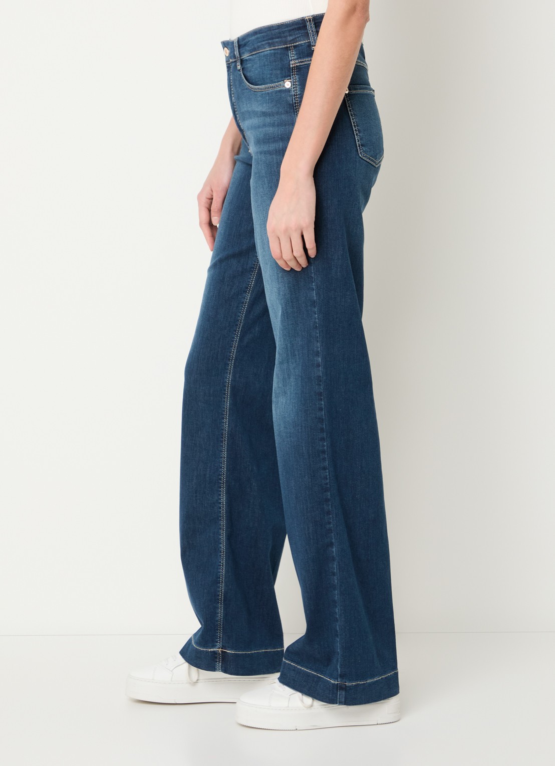 MAC Jeans Dream Wide high waist wide leg jeans met stretch - detail 3 donkerblauw
