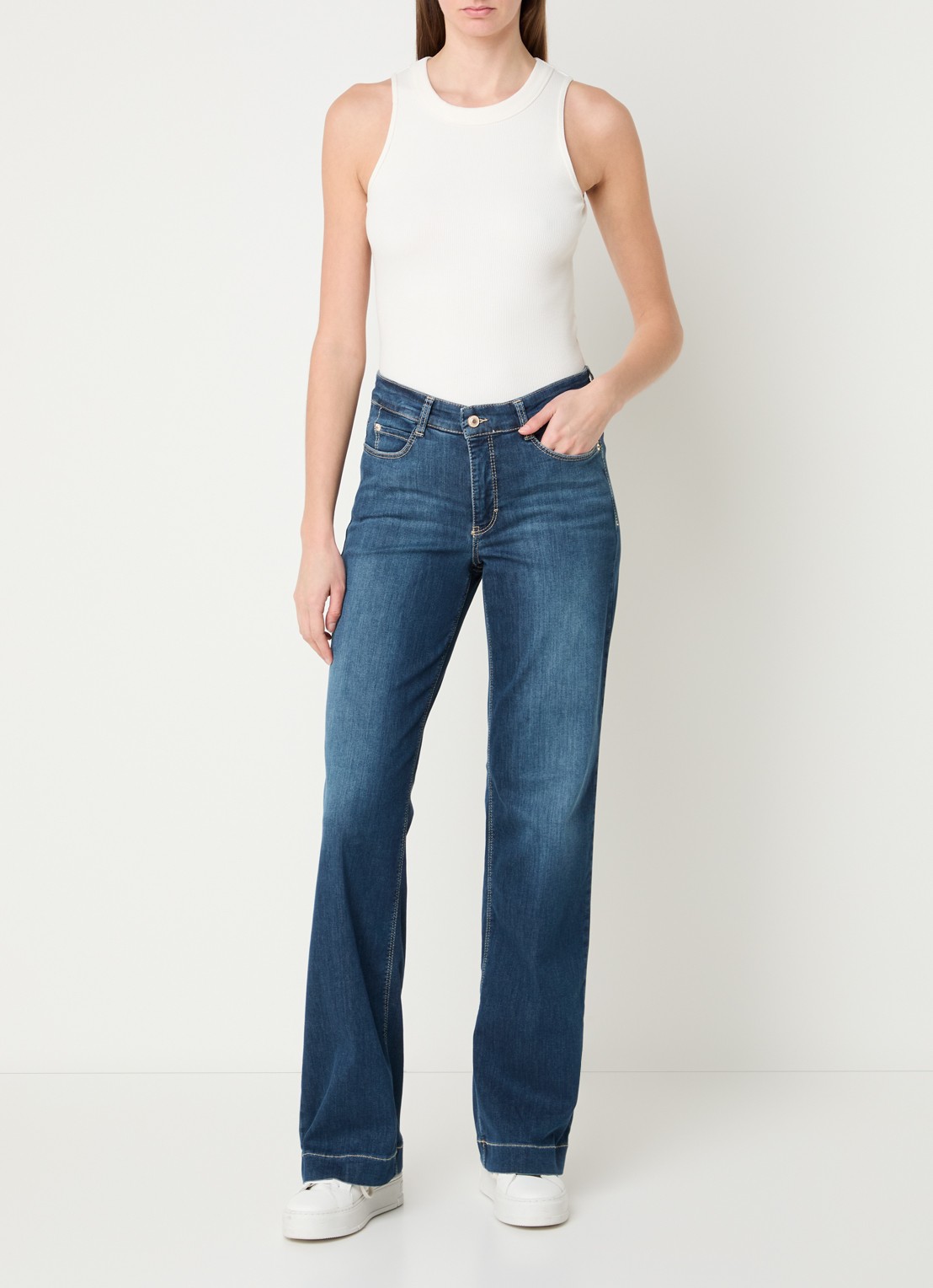 MAC Jeans Dream Wide high waist wide leg jeans met stretch - voorkant 5 donkerblauw