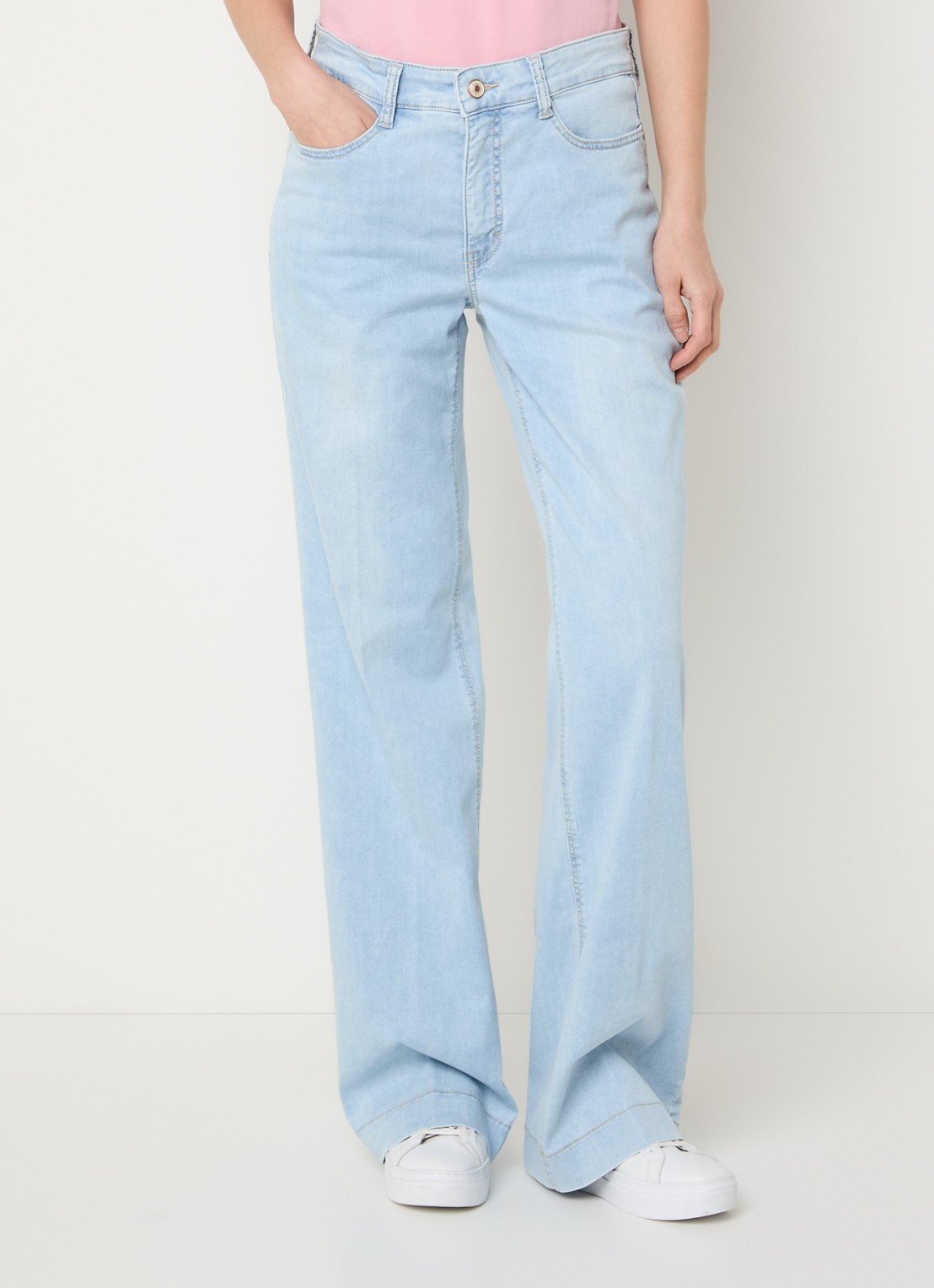MAC Jeans Dream Wide high waist wide leg jeans met stretch - detail lichtblauw