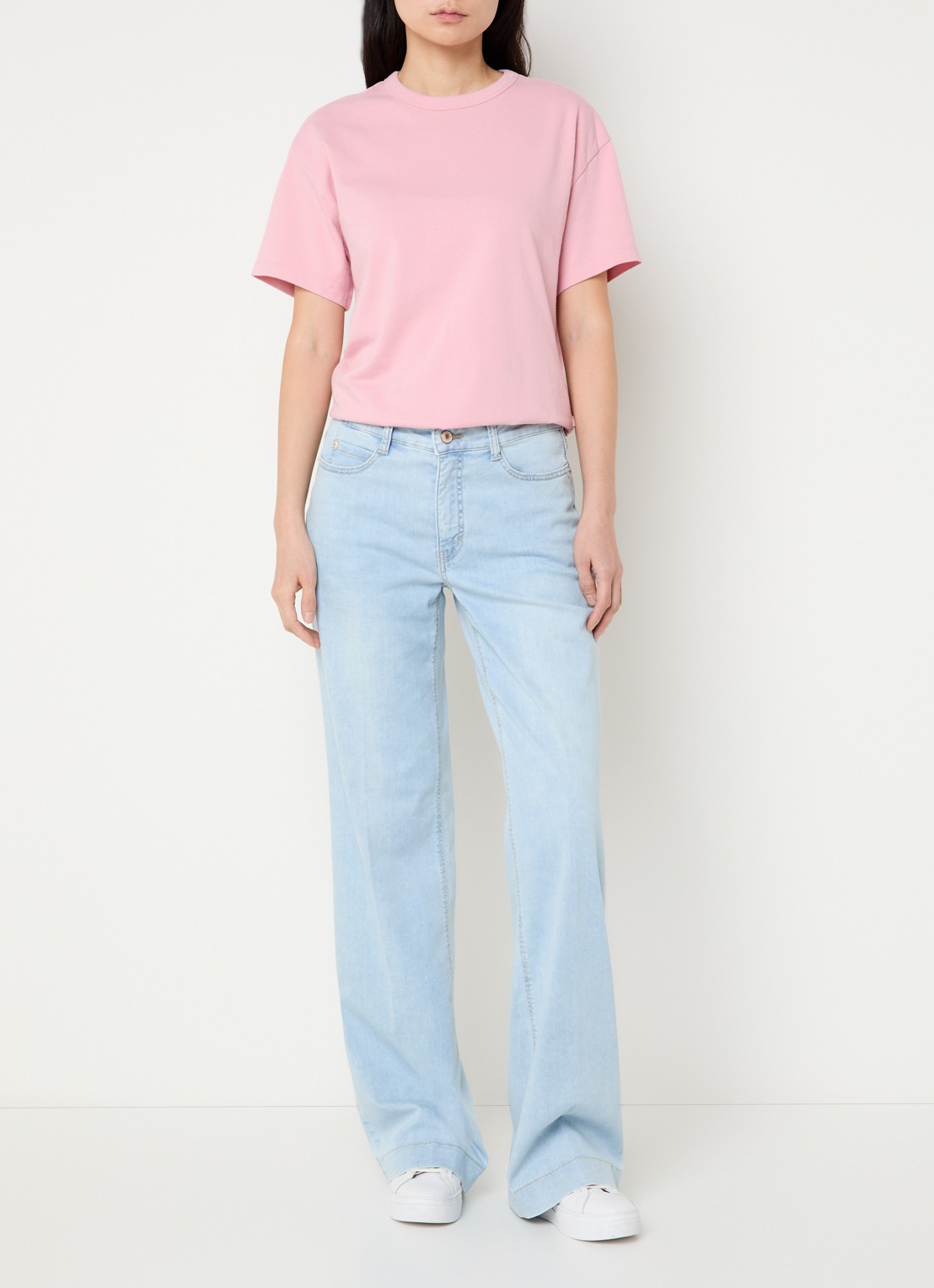MAC Jeans Dream Wide high waist wide leg jeans met stretch - voorkant 5 lichtblauw