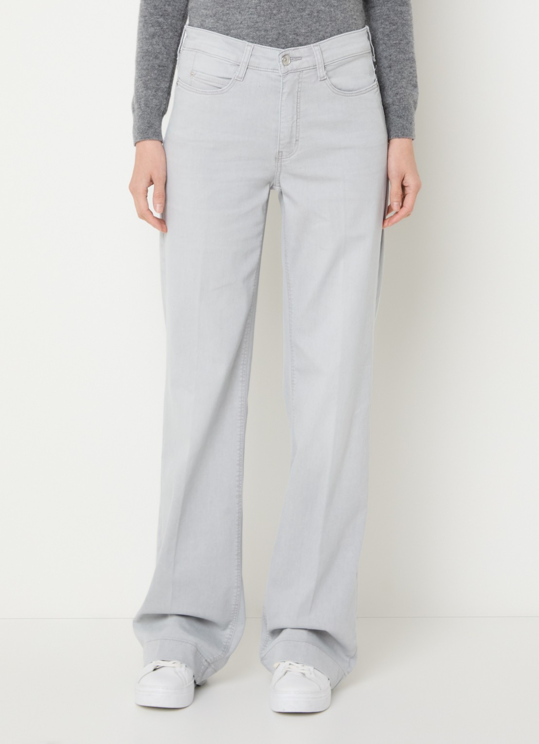 MAC Jeans Dream Wide high waist wide leg jeans met stretch - detail 4 grijs