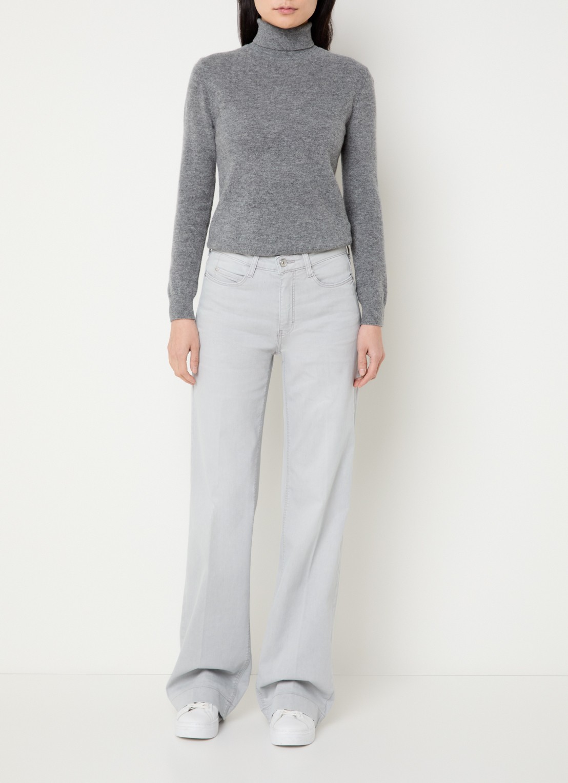 MAC Jeans Dream Wide high waist wide leg jeans met stretch - voorkant 2 grijs