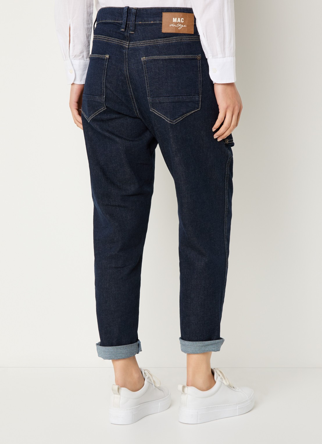 MAC Jeans Iowa high waist wide leg jeans met donkere wassing - achterkant 3 indigo