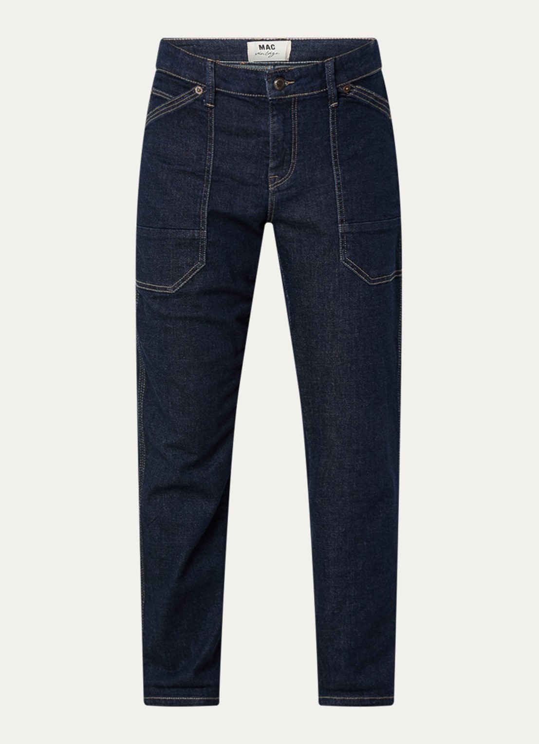 MAC Jeans Iowa high waist wide leg jeans met donkere wassing - voorkant indigo