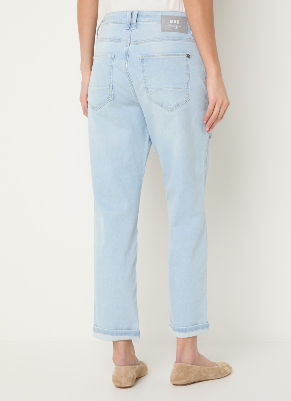 MAC Jeans Iowa high waist wide leg jeans met donkere wassing - achterkant 5 lichtblauw