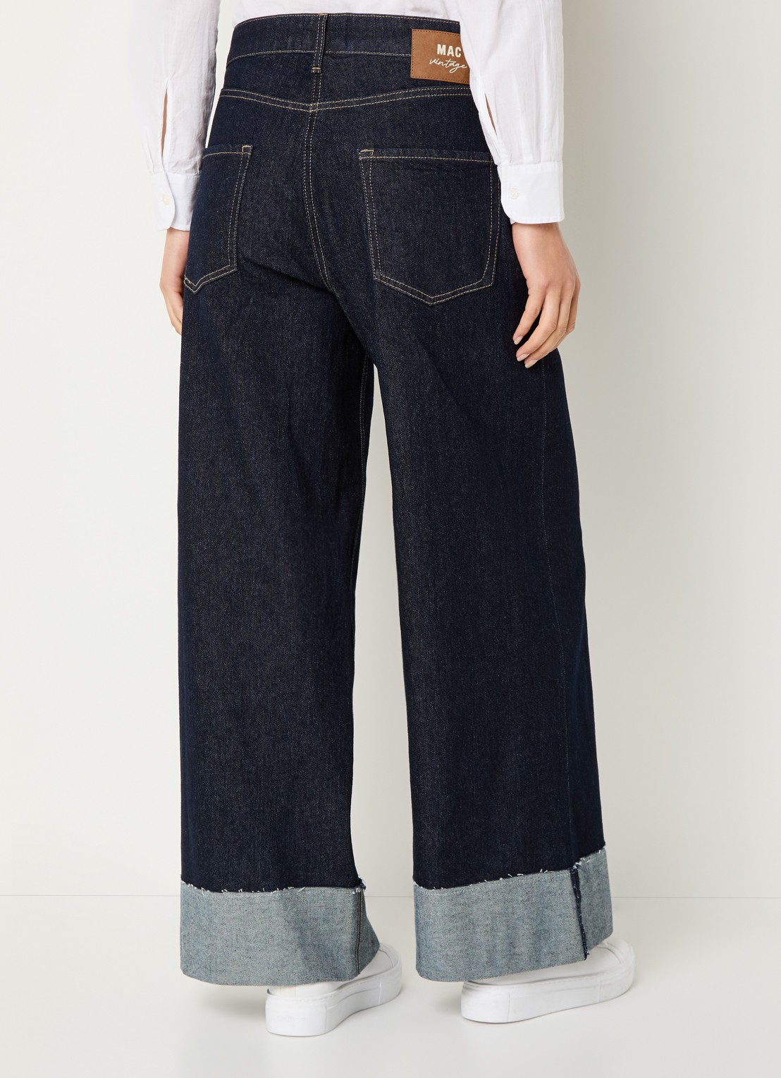 MAC Jeans Nevada high waist wide leg jeans met donkere wassing - achterkant indigo
