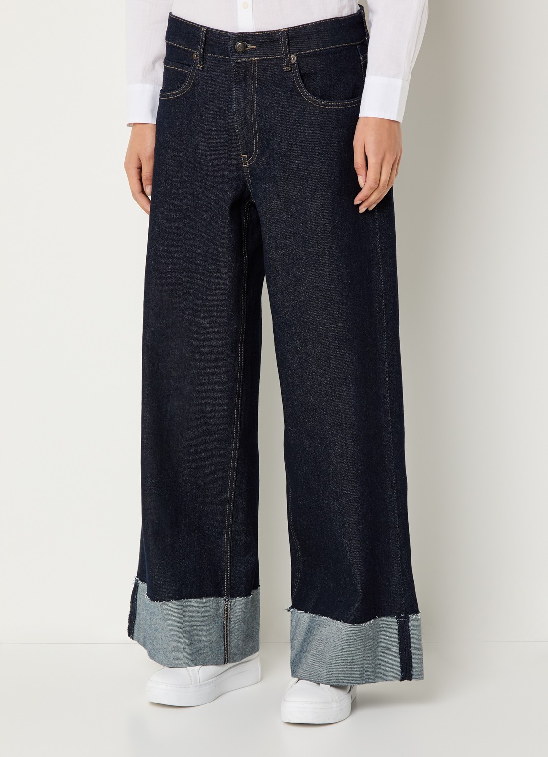 MAC Jeans Nevada high waist wide leg jeans met donkere wassing - detail 2 indigo