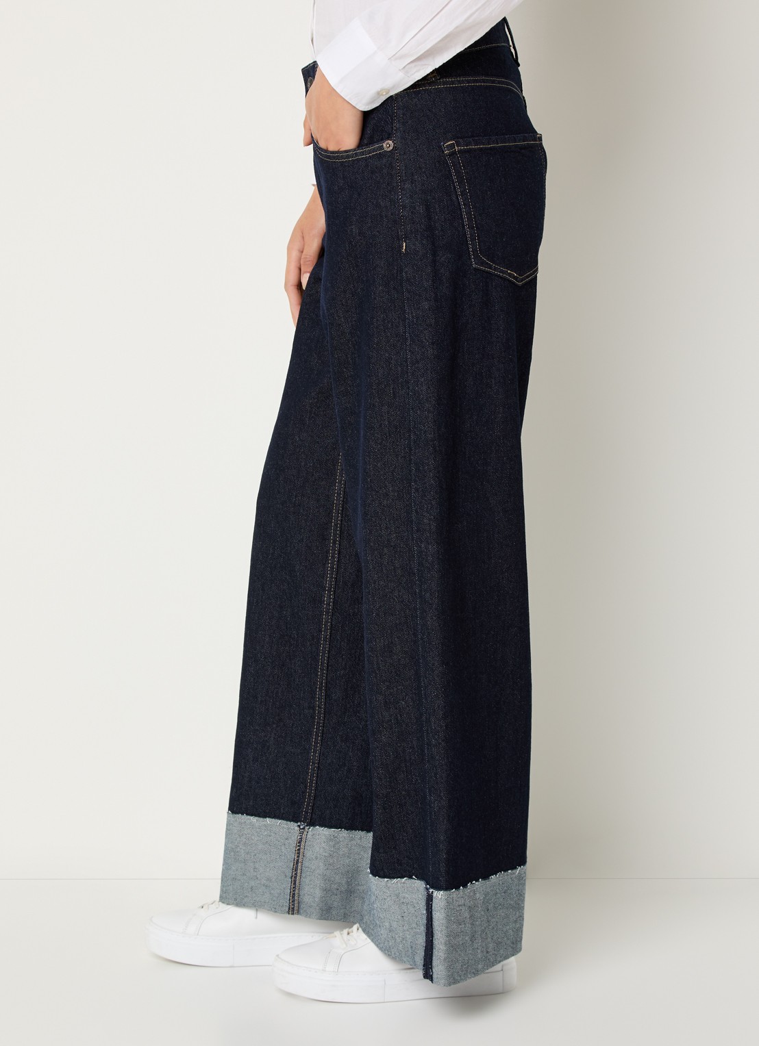 MAC Jeans Nevada high waist wide leg jeans met donkere wassing - detail 3 indigo