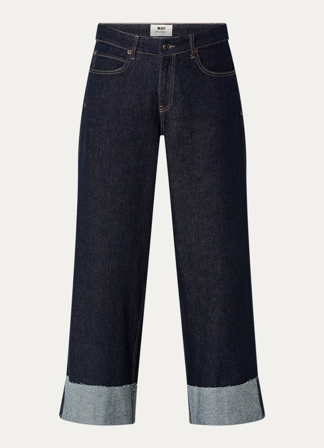 MAC Jeans Nevada high waist wide leg jeans met donkere wassing - voorkant 4 indigo