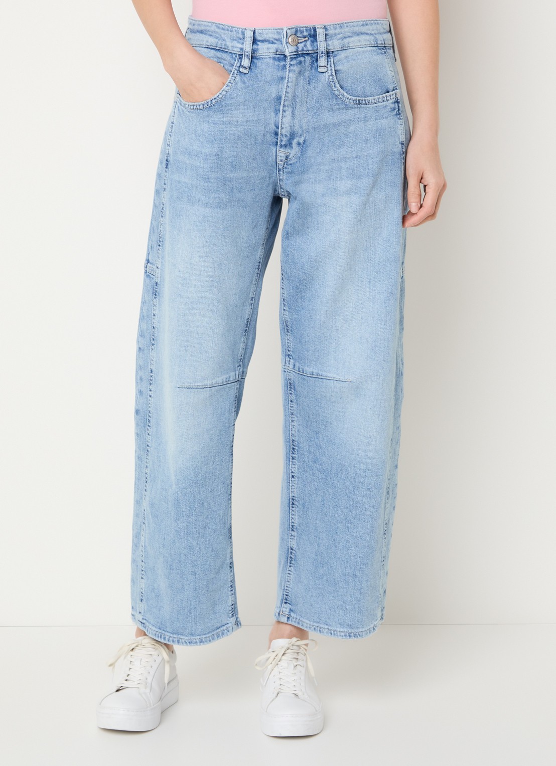 MAC Jeans Ohio high waist balloon fit jeans met lichte wassing - detail 2 indigo