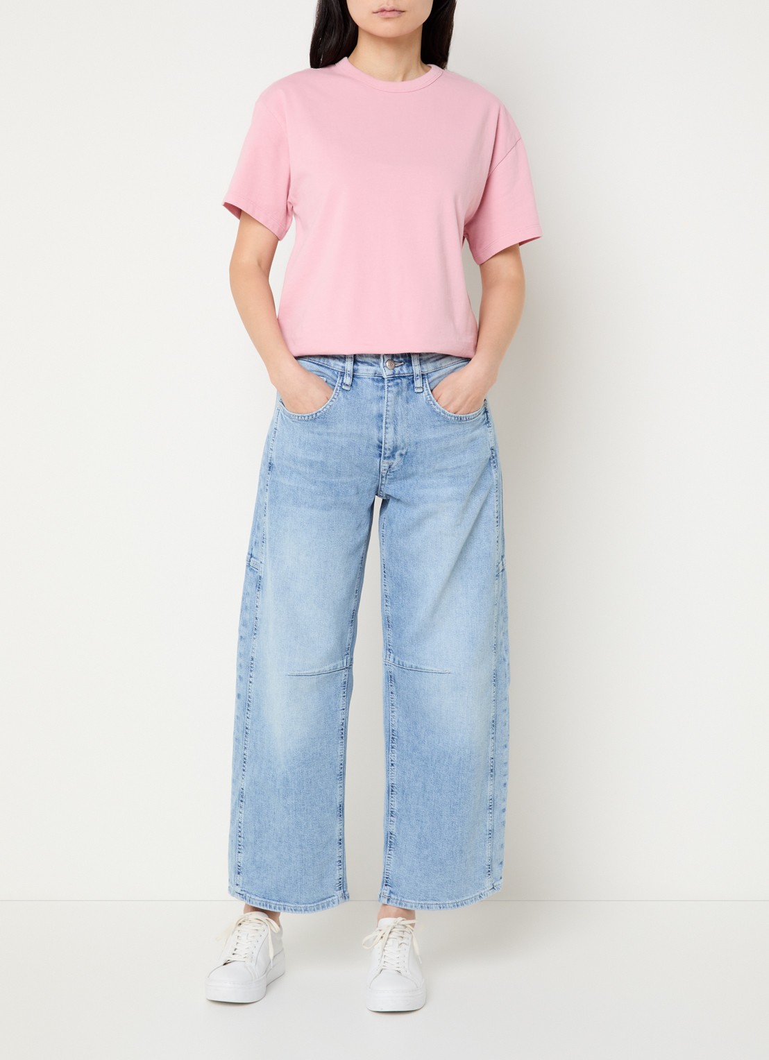 MAC Jeans Ohio high waist balloon fit jeans met lichte wassing - voorkant 5 indigo