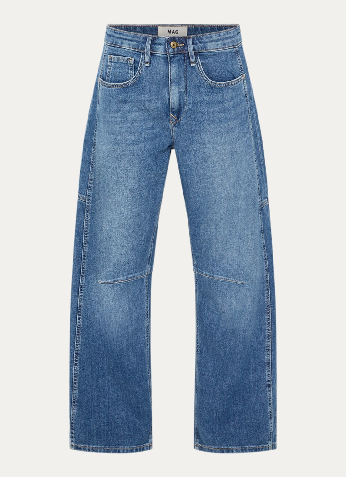 MAC Jeans Ohio high waist balloon fit jeans met lichte wassing - voorkant donkerblauw