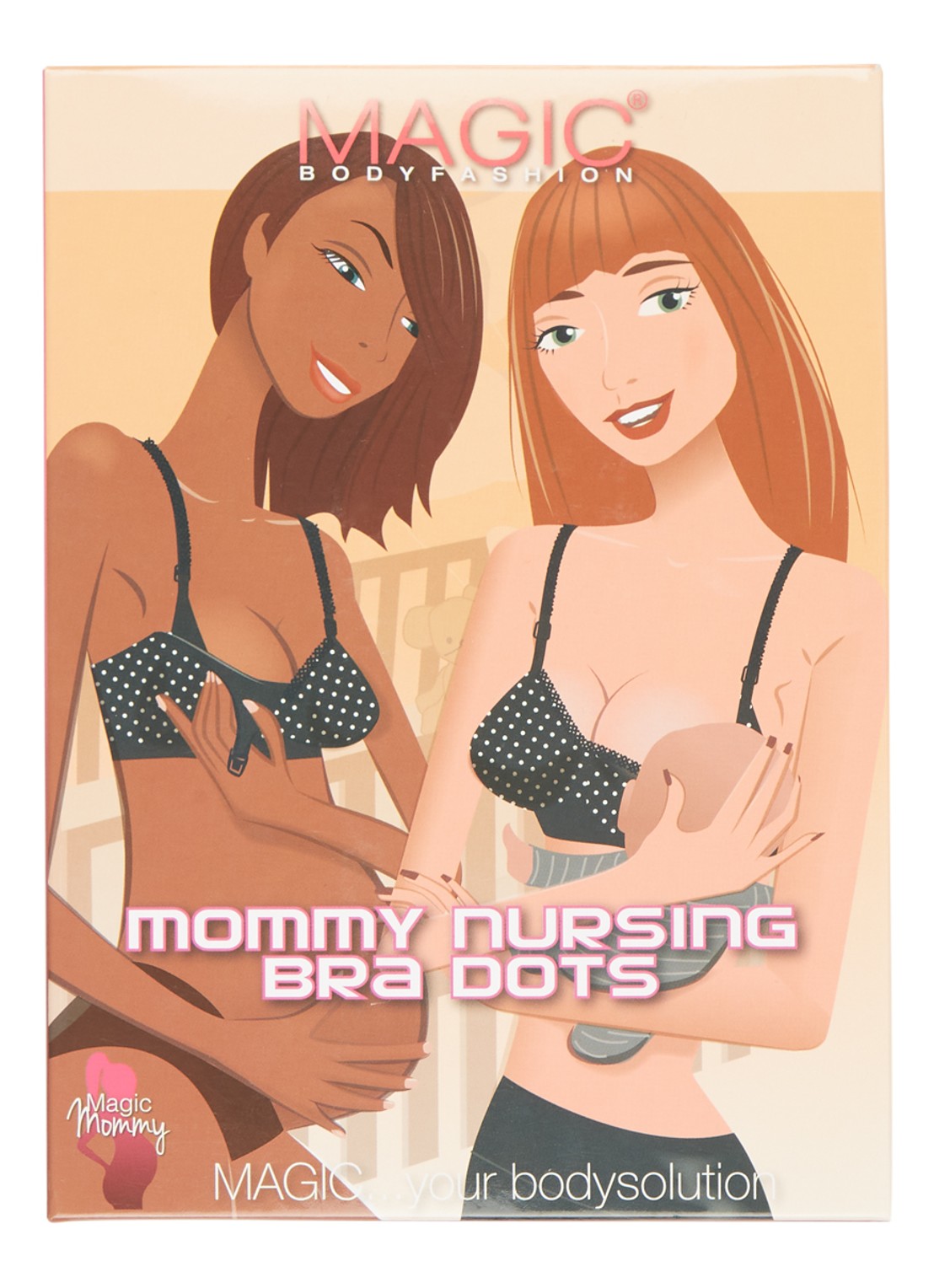 MAGIC Bodyfashion Mama Voedings bh zonder beugel met stippendessin - voorkant zwart
