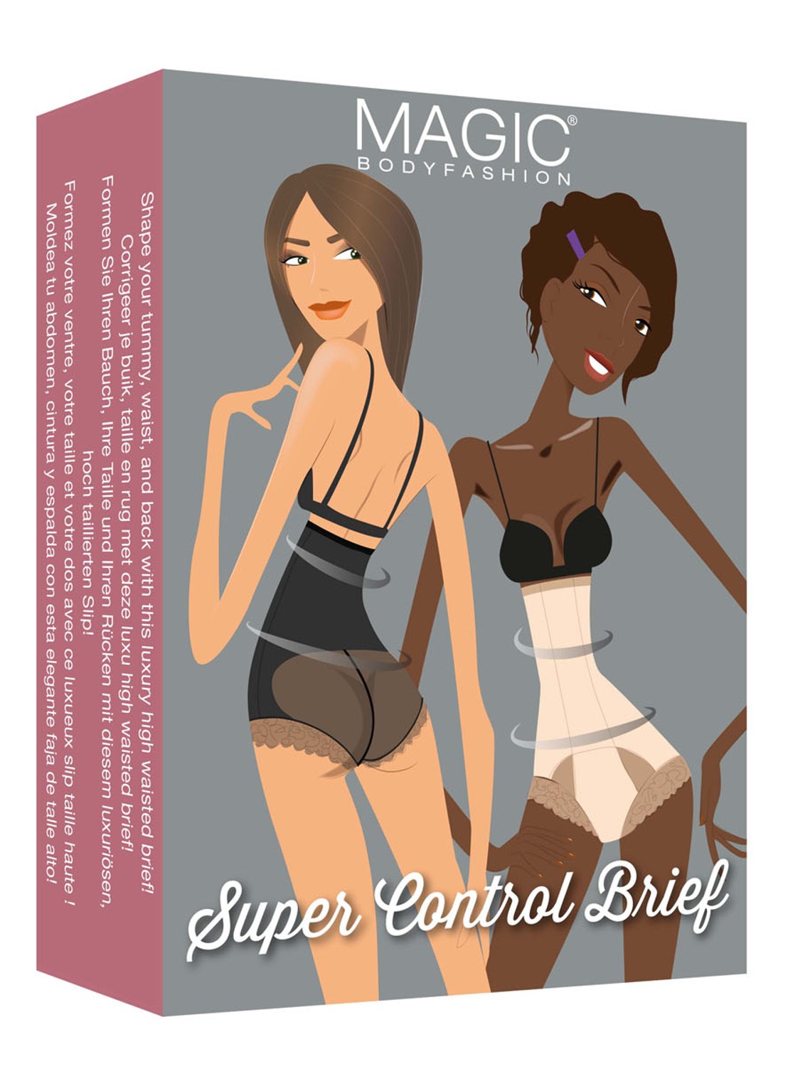 MAGIC Bodyfashion Super Control high waisted corrigerende slip met kant - voorkant 2 zwart