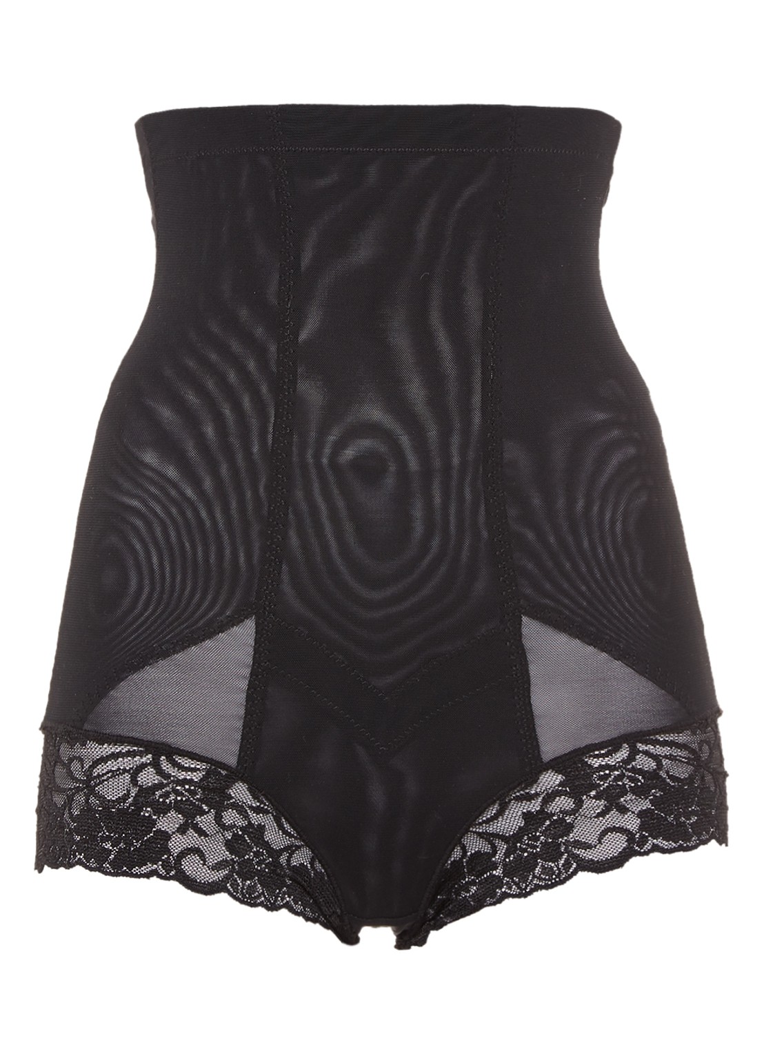 MAGIC Bodyfashion Super Control high waisted corrigerende slip met kant - voorkant 4 zwart