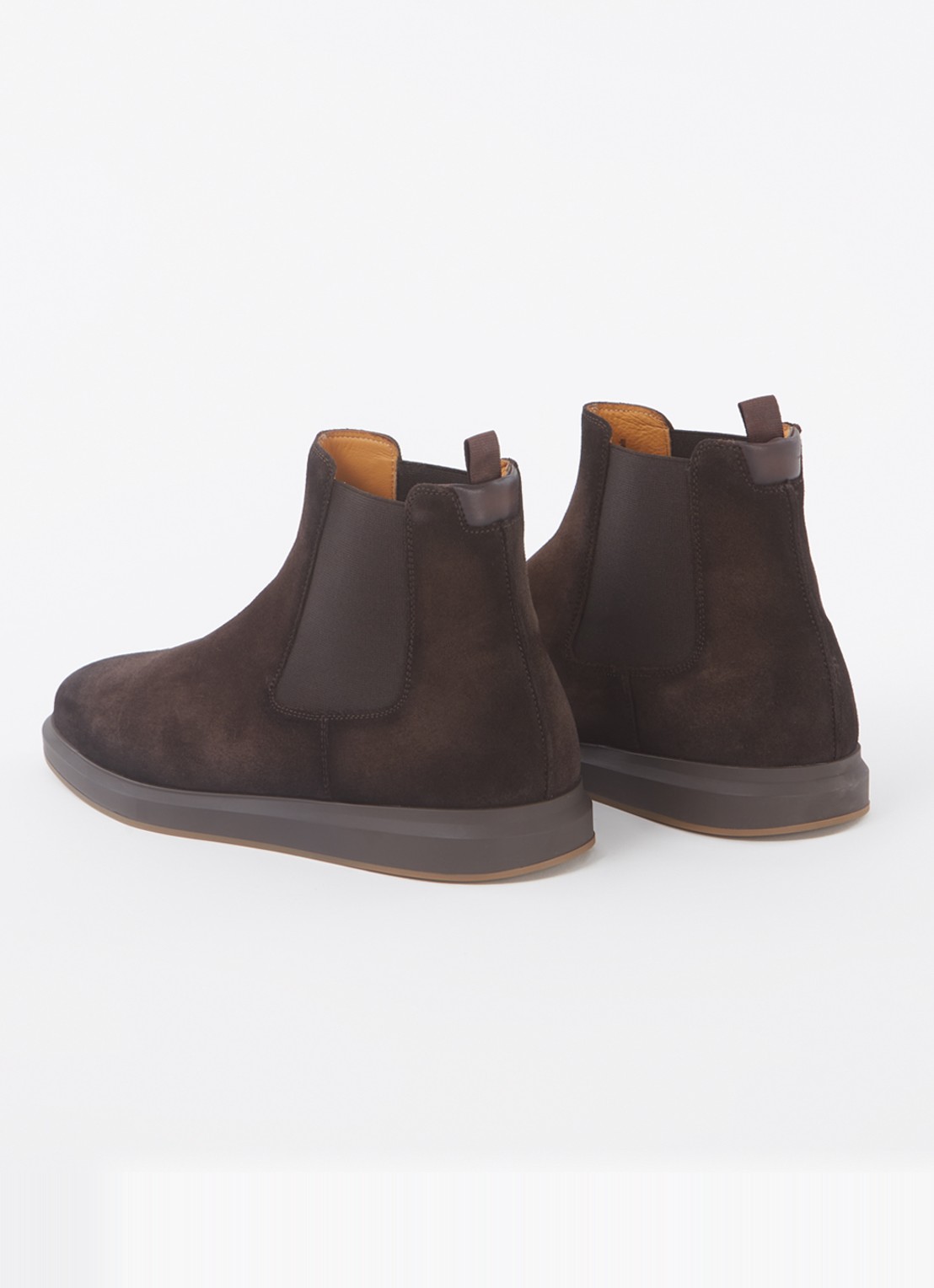 Magnanni Chelsea boot van suède - achterkant donkerbruin