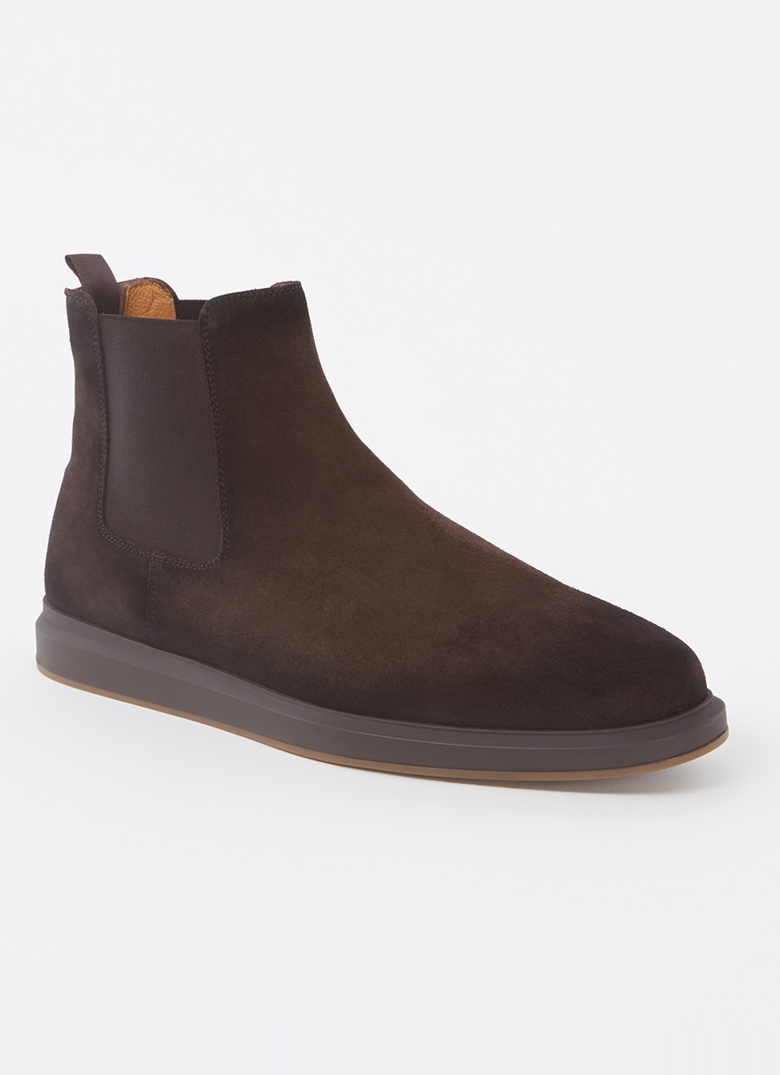 Magnanni Chelsea boot van suède - voorkant 2 donkerbruin