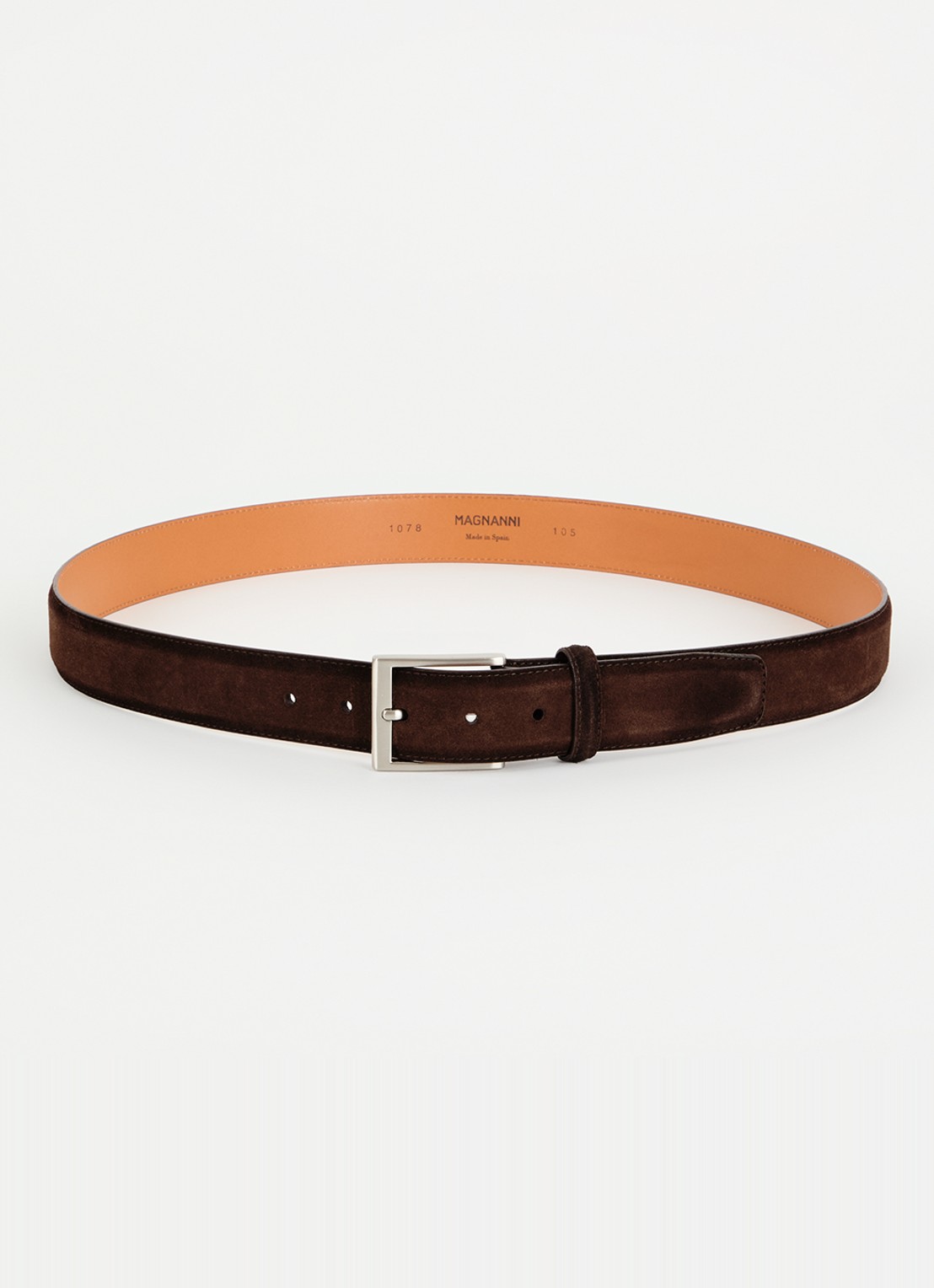 Magnanni Crostidifu Cacao riem van suède  - voorkant donkerbruin