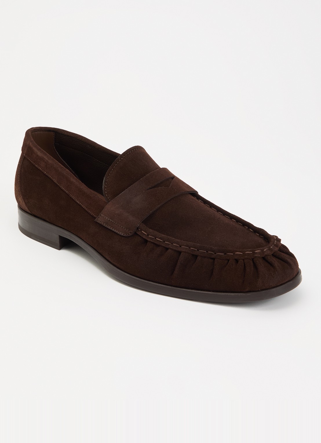 Magnanni Loafer van suède - voorkant 6 chocoladebruin