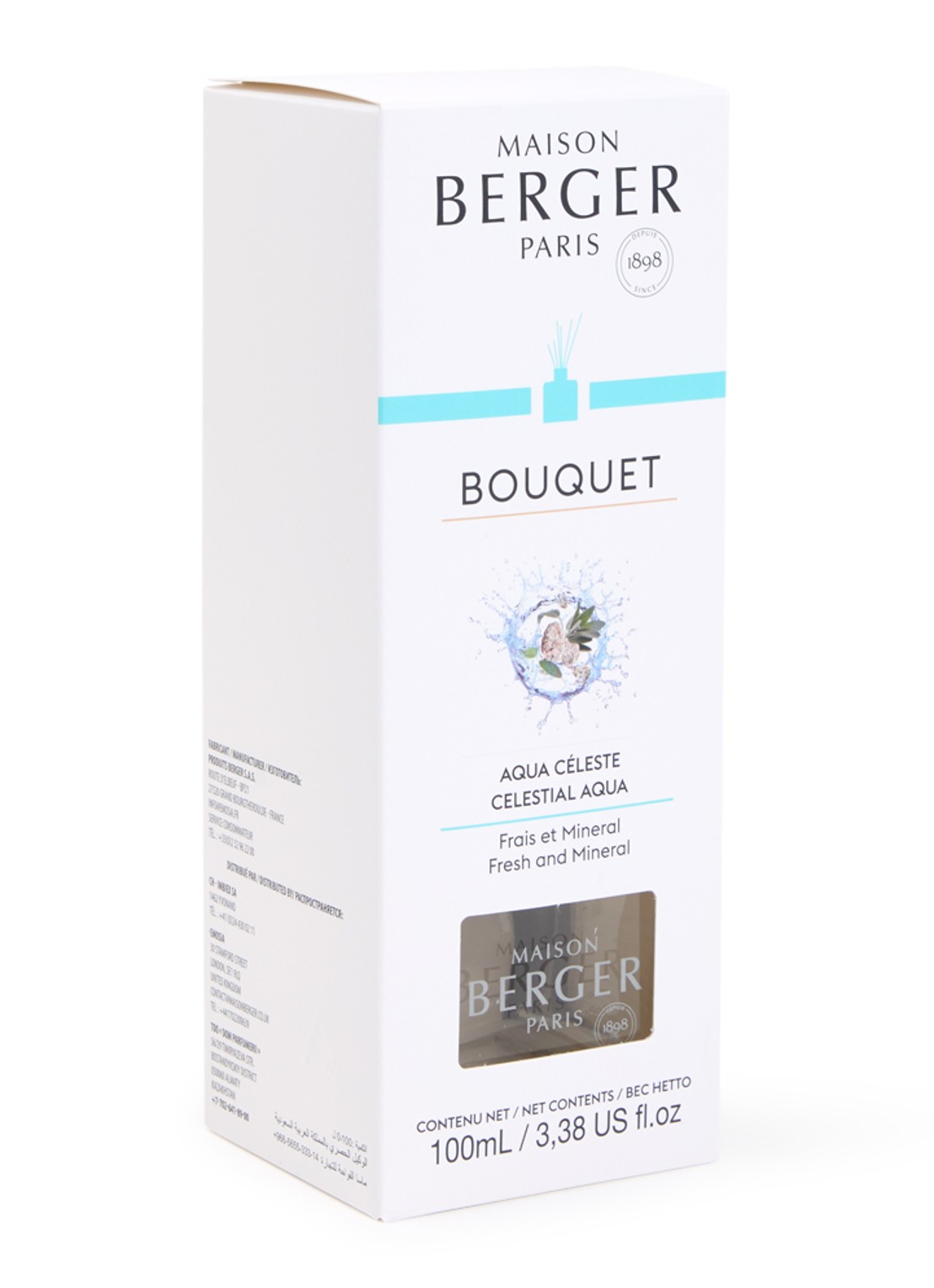Maison Berger Celestial Aqua geurstokjes met navulling 100 ml  - voorkant wit