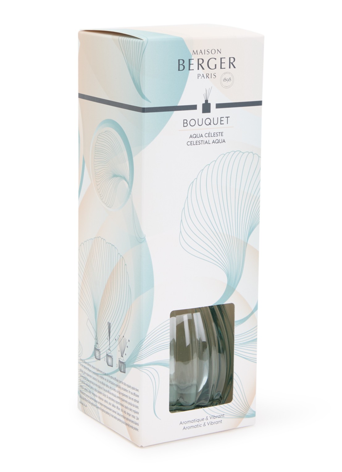 Maison Berger Celestial Aqua geurstokjes met navulling 100 ml  - voorkant 2 blauw