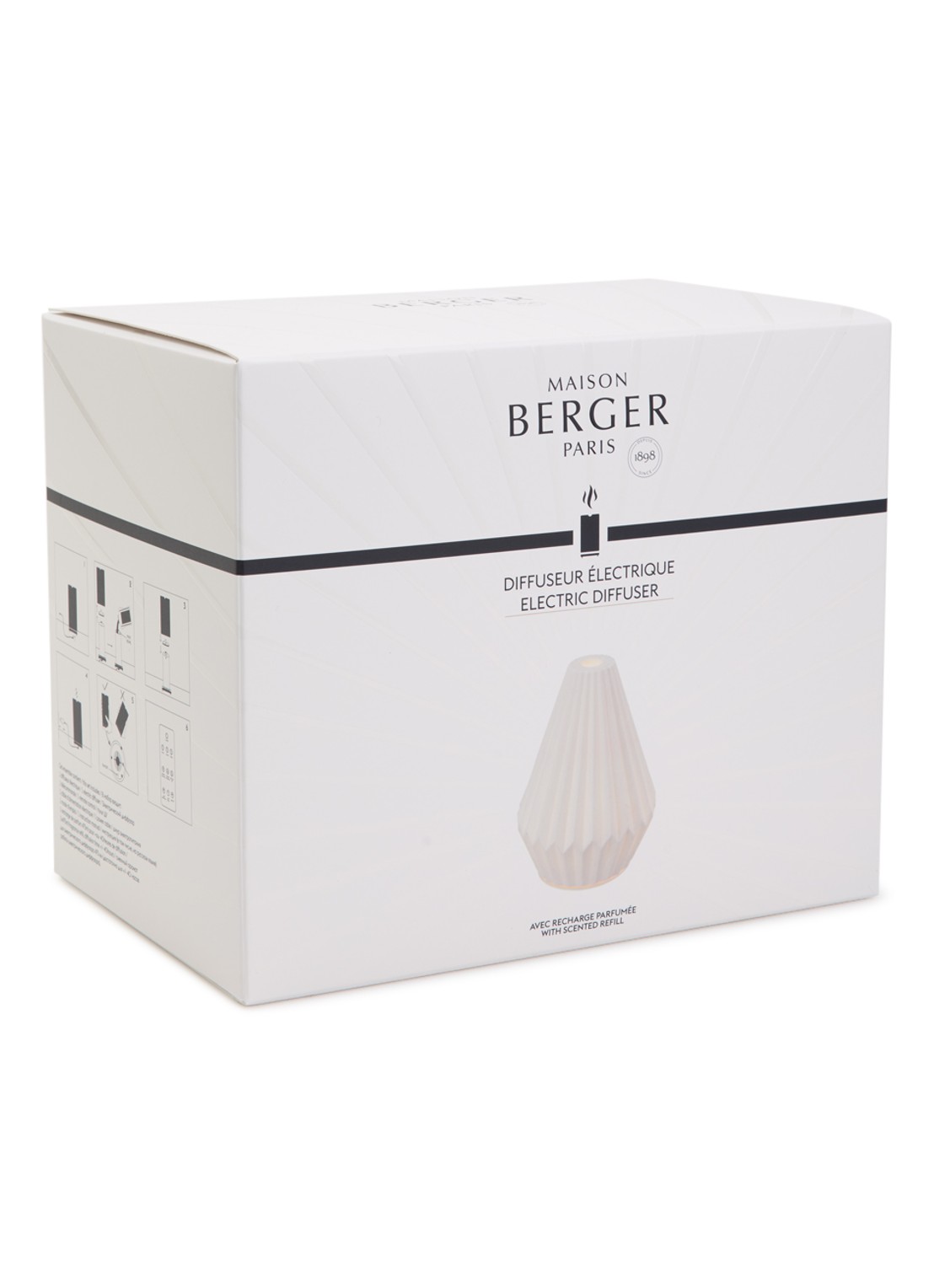 Maison Berger Cône elektrische parfumdiffuser met Amber Powder navulling 475 ml - voorkant wit