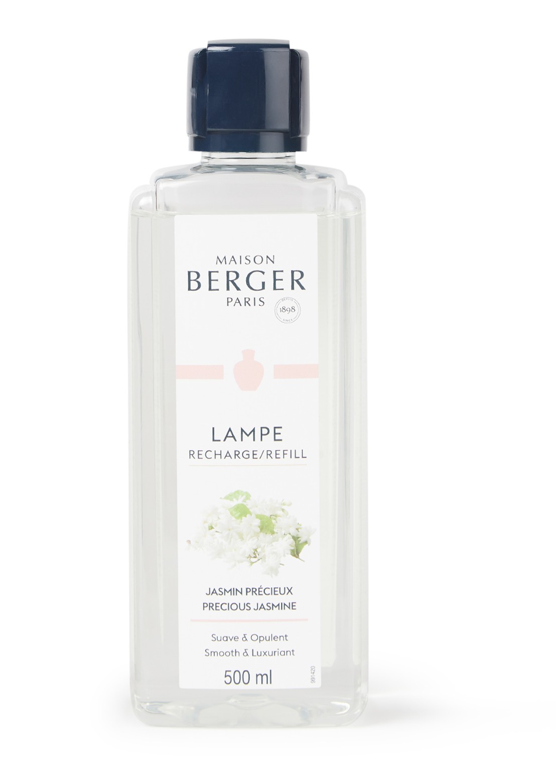 Maison Berger Jasmin Précieux navulling voor geurbrander 500 ml - voorkant transparant
