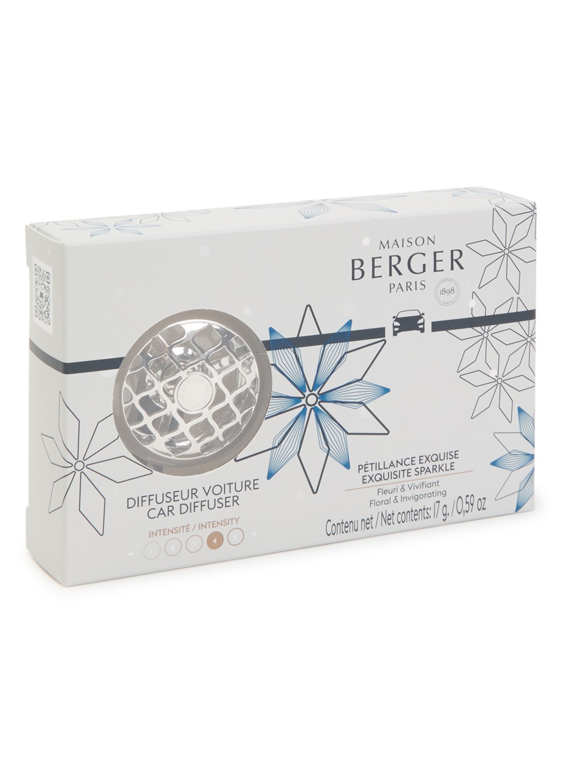Maison Berger Rosalie Pétillance Exquise autodiffuser met navulling - voorkant zilver