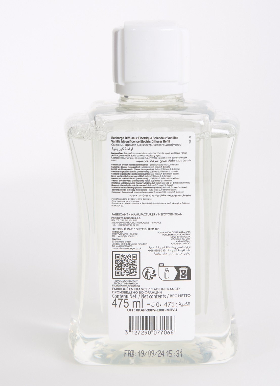 Maison Berger Splendeur Vanillée navulling voor elektrische diffuser 475 ml - voorkant 2 undefined