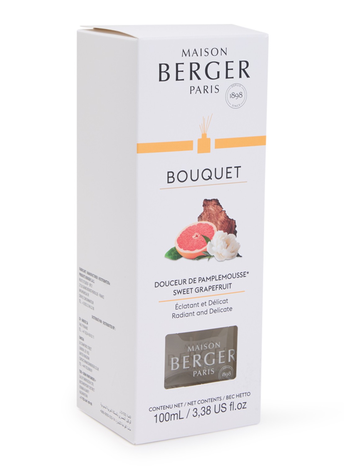 Maison Berger Sweet Grapefruit geurstokjes met navulling 100 ml  - voorkant 2 wit